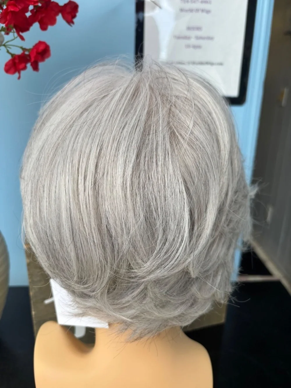 White Gray human hair wig